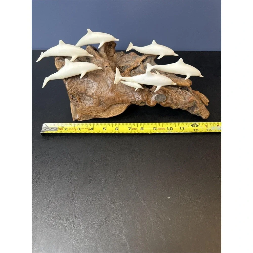 John Perry Pod Of‎ 7 Dolphins On Wood.